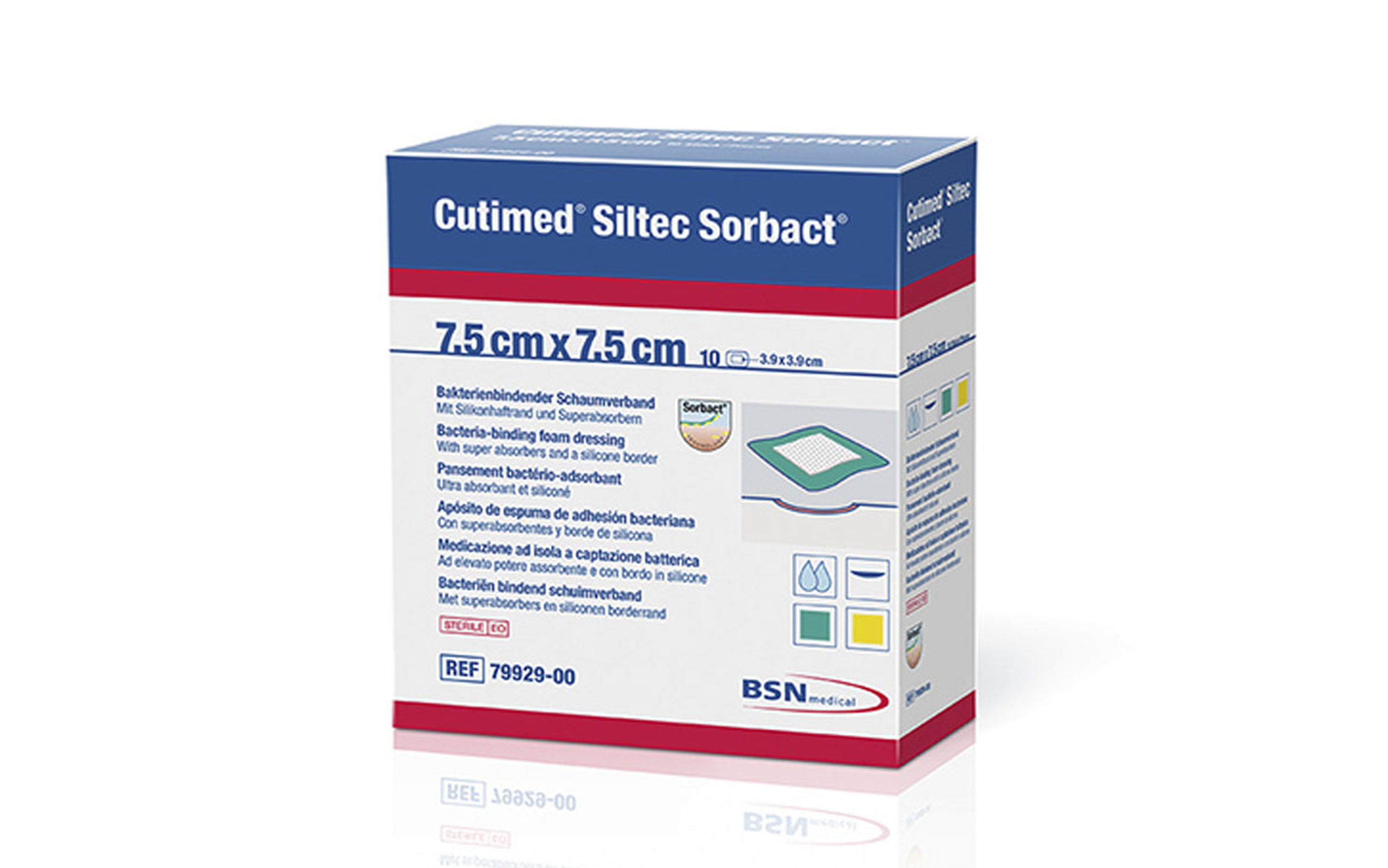 curativo antimicrobiano para gerenciamento de exsudato Cutimed<sup>®</sup> Siltec Sorbact<sup>®</sup>